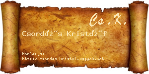 Csordás Kristóf névjegykártya